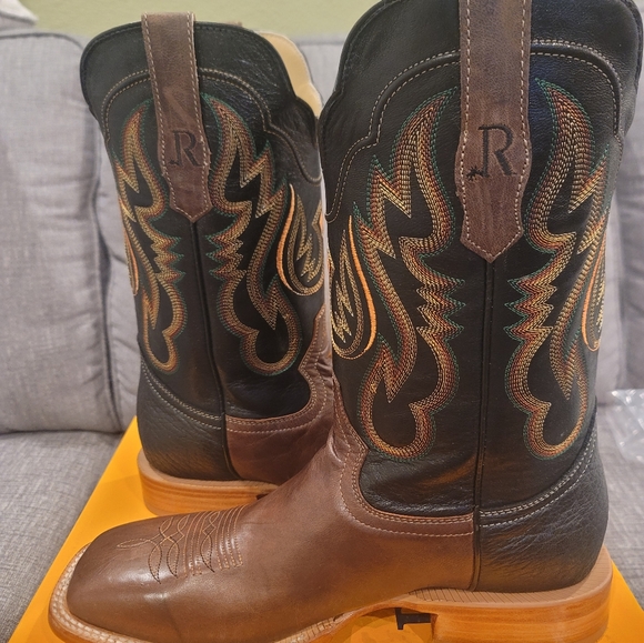 R. Watson Antique Miel Goat Black Square Toe Boots RW8003-2 Mens - Picture 5 of 12